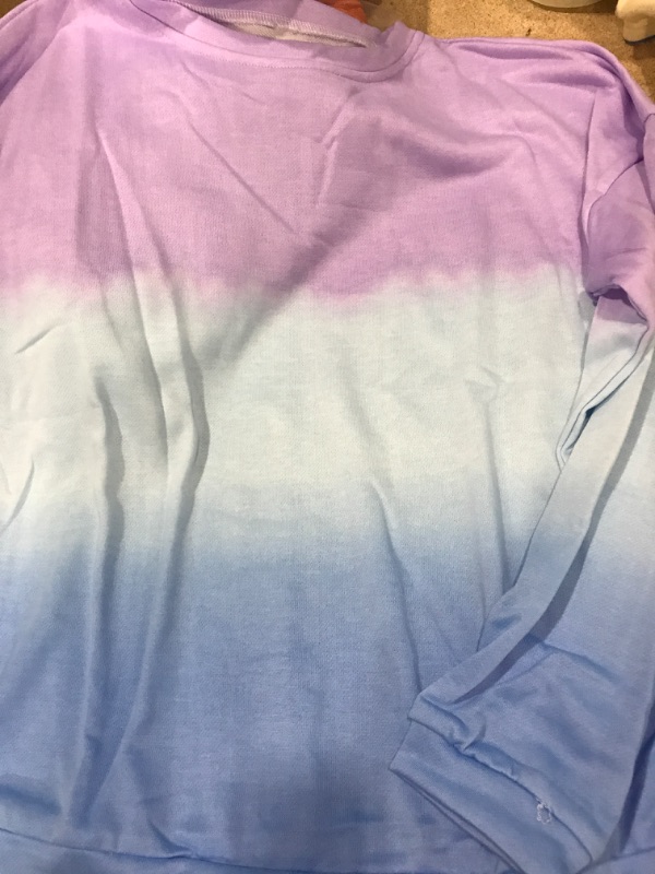 Photo 1 of Eytino Women Long Sleeve Sweatshirt Colorblock Tie Dye Printed Pullover Tops(S-2XL) size small