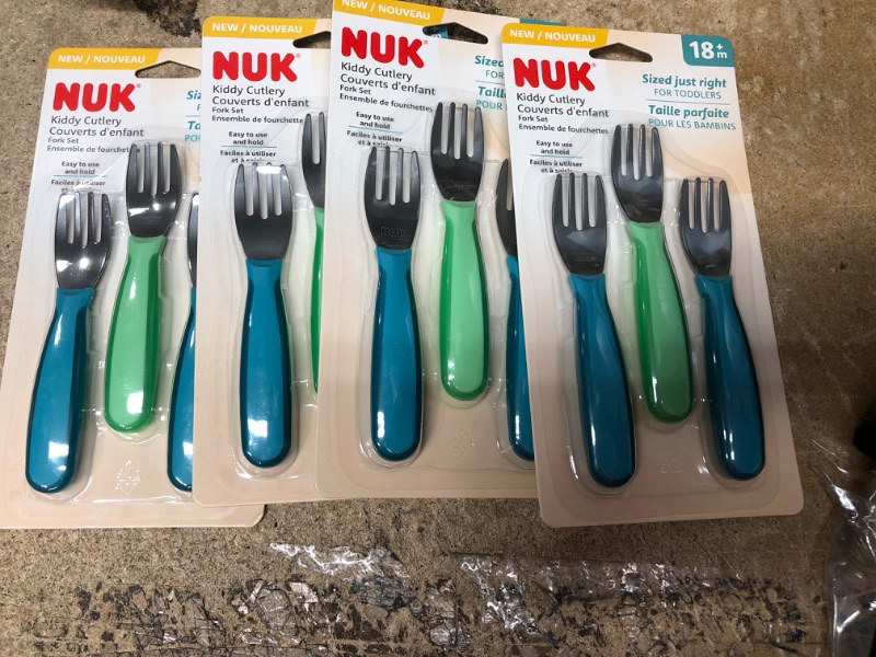 Photo 2 of 4 ITEMS, NUK Kiddy Cutlery Forks, 3 Pack, 18+ Months Blue & Green BUNDLE