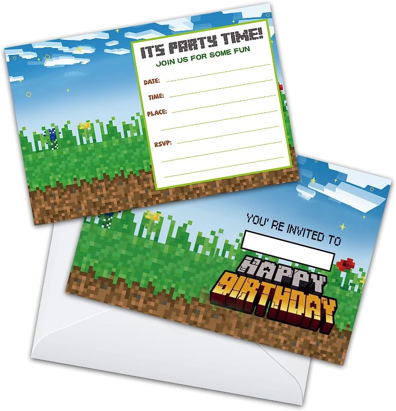 Photo 1 of **SET OF 3** MINECRAFT Kids Birthday Party Supplies Invitations Cards
