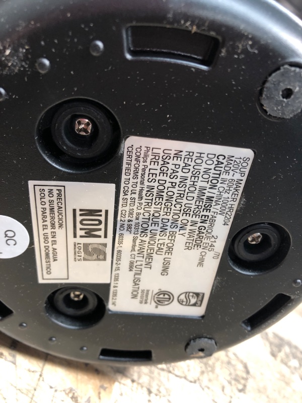 Photo 4 of **Missing power cord* NEEDS CORD* Philips Soup and Smoothie Maker, Makes 2-4 servings, HR2204/70, 1.2 Liters, Black and Stainless Steel