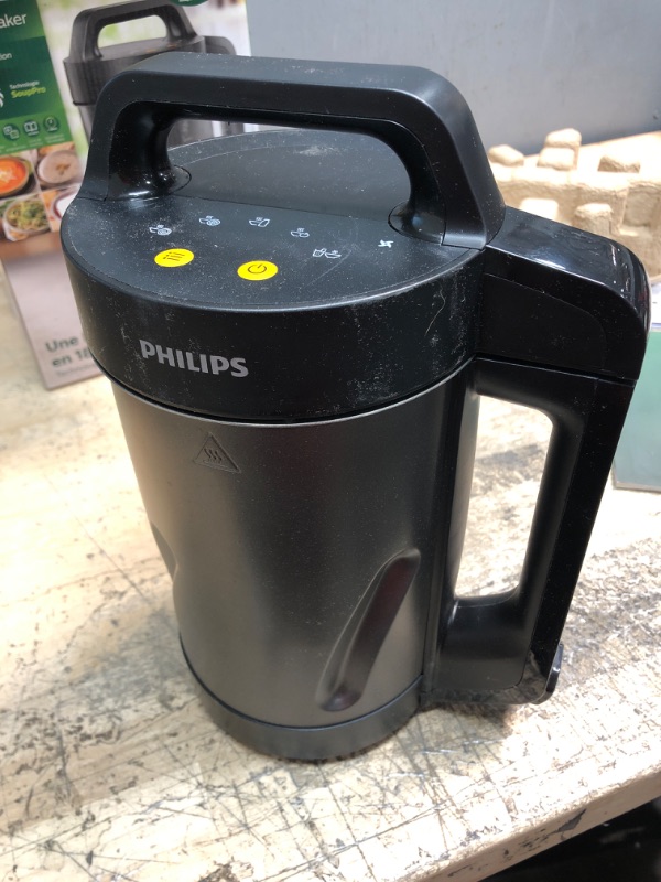 Photo 2 of **Missing power cord* NEEDS CORD* Philips Soup and Smoothie Maker, Makes 2-4 servings, HR2204/70, 1.2 Liters, Black and Stainless Steel