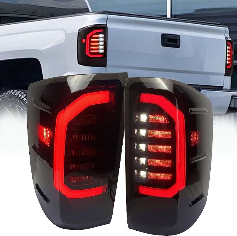 Photo 1 of **USED**  YzusGomumu Pair Black Smoke LED Tail Lights Assembly Rear Lamps ?NON-LED Model Only? Compatible with 2014-2018 Chevy Silverado 1500 2500HD 3500HD GMC Sierra 3500 HD Replaces GM2800261 GM2801261
