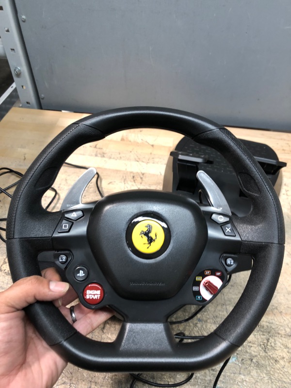 Photo 2 of *** USED *** ** GAS PEDAL IS DAMAGED PARTS ONLY ** Thrustmaster T80 Ferrari 488 GTB with Pedals (PS5,PS4,PC)
