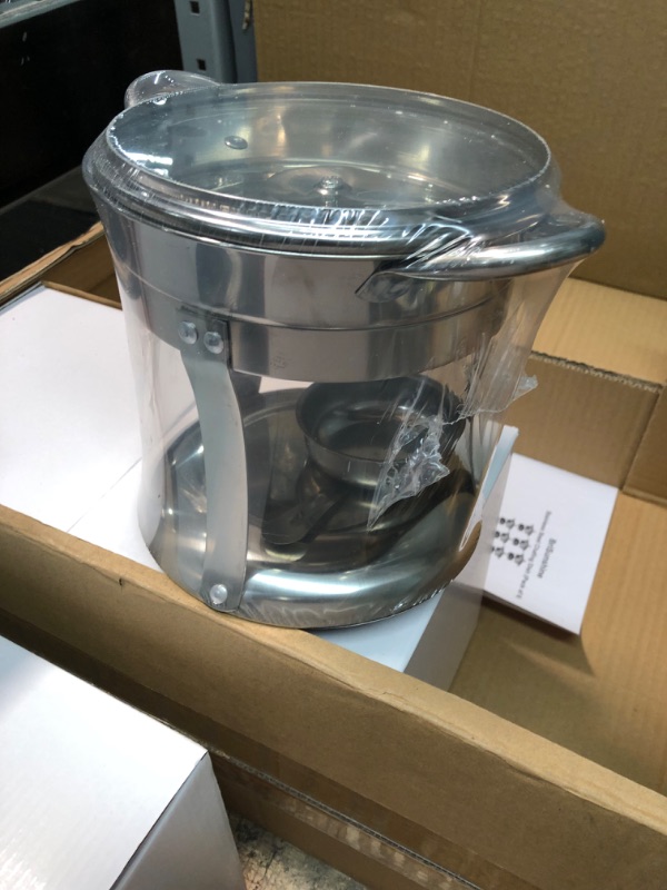 Photo 4 of *** NEW *** ** ONLY ONE IS USED SEE PICTURES *** BriSunshine 6 Packs Individual Single Shabu Hot Pot,1QT Mini Round Chafing Dish Buffet Set,Stainless Steel Food Server Warmers with Glass Lids for Catering Parties Wedding