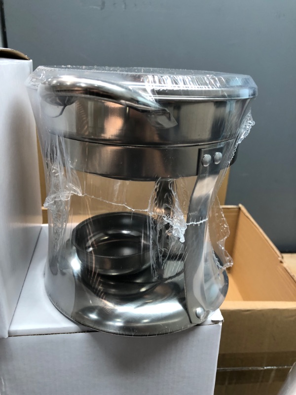 Photo 7 of *** NEW *** ** ONLY ONE IS USED SEE PICTURES *** BriSunshine 6 Packs Individual Single Shabu Hot Pot,1QT Mini Round Chafing Dish Buffet Set,Stainless Steel Food Server Warmers with Glass Lids for Catering Parties Wedding