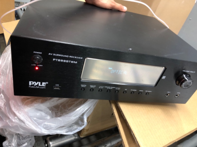 Photo 2 of **PARTS ONLY**
Pyle 1000W Bluetooth Home Theater Karaoke Receiver - 5.2-Ch Stereo Amplifier 2 UHF Wireless Microphone Video Pass-Through Supports, MP3/USB/HDMI/AM/FM Radio - Pyle PT888BTWM.5
