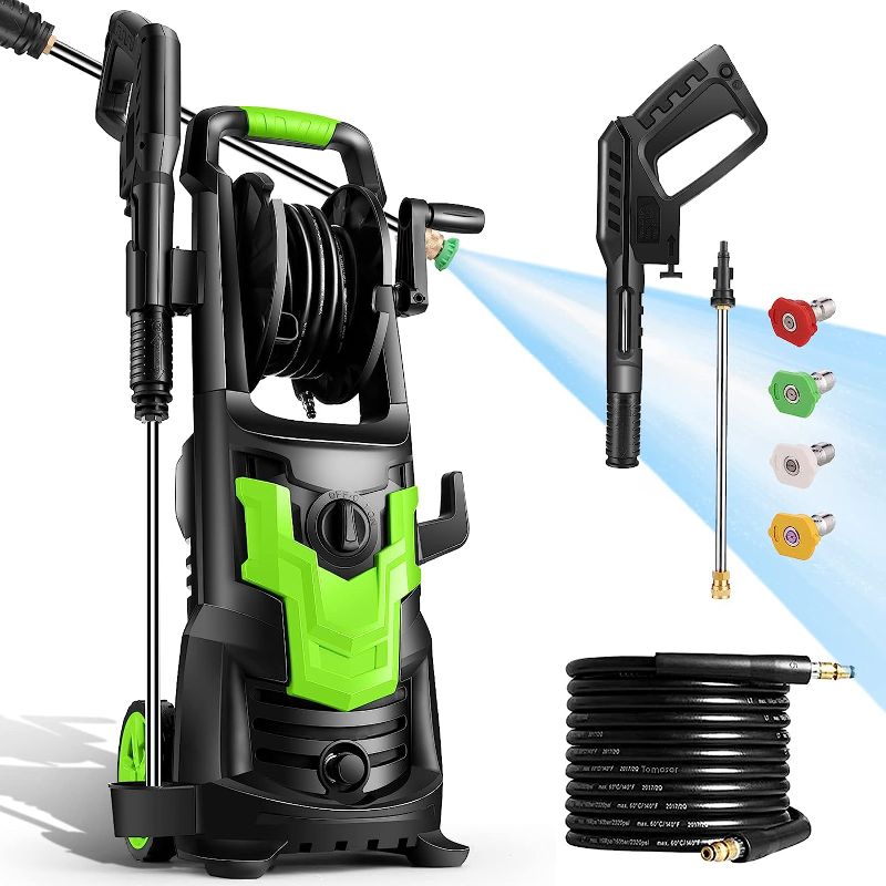 Photo 1 of ***PARTS ONLY*** Pressure Washer, WS3000 Electric Power Washer, 1900W 1.71GPM High Pressure Washer, Professional Washer Cleaner, with 4 Nozzles and Hose Reel, Best for Cleaning Cars,Driveways,Patios