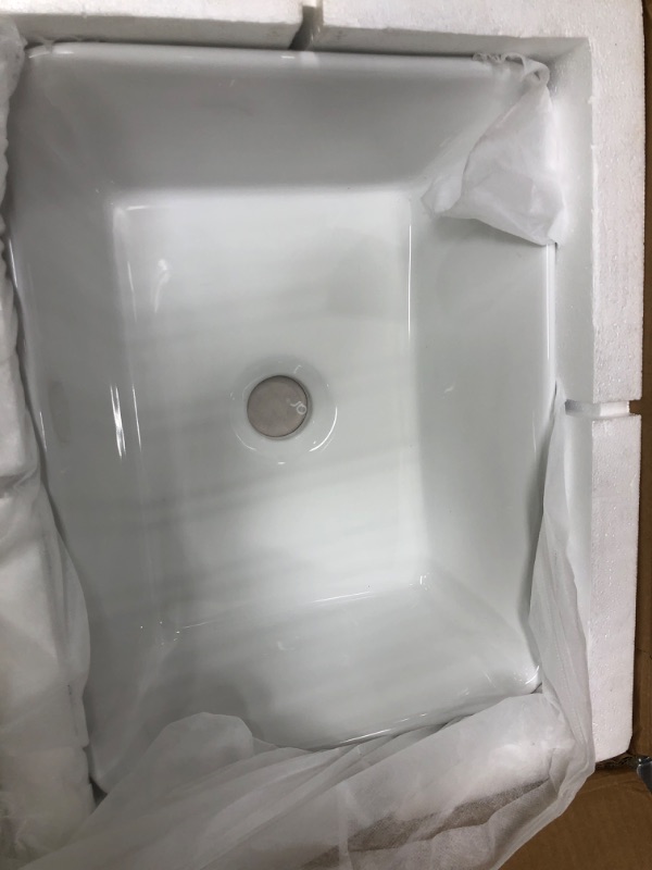 Photo 2 of Vessel Sink Rectangular - Lordear 16"x12" Rectangle Bathroom Sink Pure White Porcelain Ceramic Vessel Sink, Rectangular Above Counter Sink Art Basin 16"x12" A - White