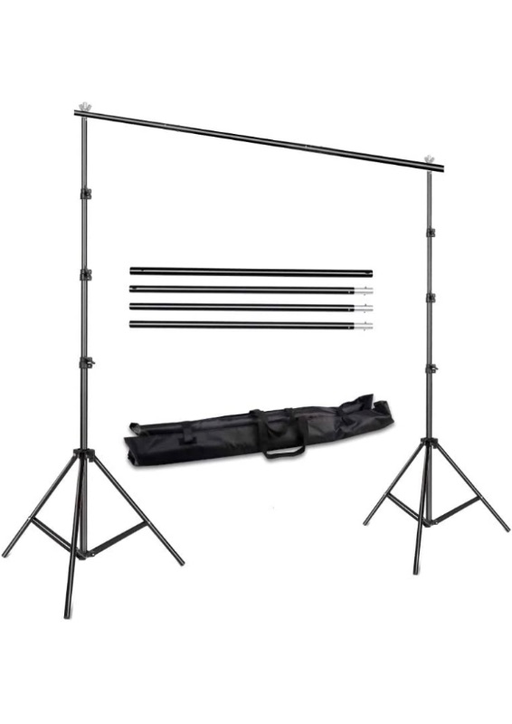 Photo 1 of Backdrop Stand 8.5x10ft Adjustable Background Support System Kit Photo Backdrop Stand with 3 x Spring Clamps for Parties Photography Photo Video