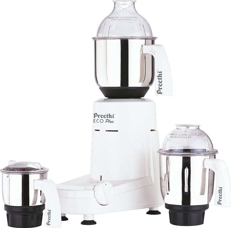 Photo 1 of **MINOR TEAR & WEAR**Preethi Eco Plus Mixer Grinder 110-Volt for use in USA/Canada, white, 3-jar
