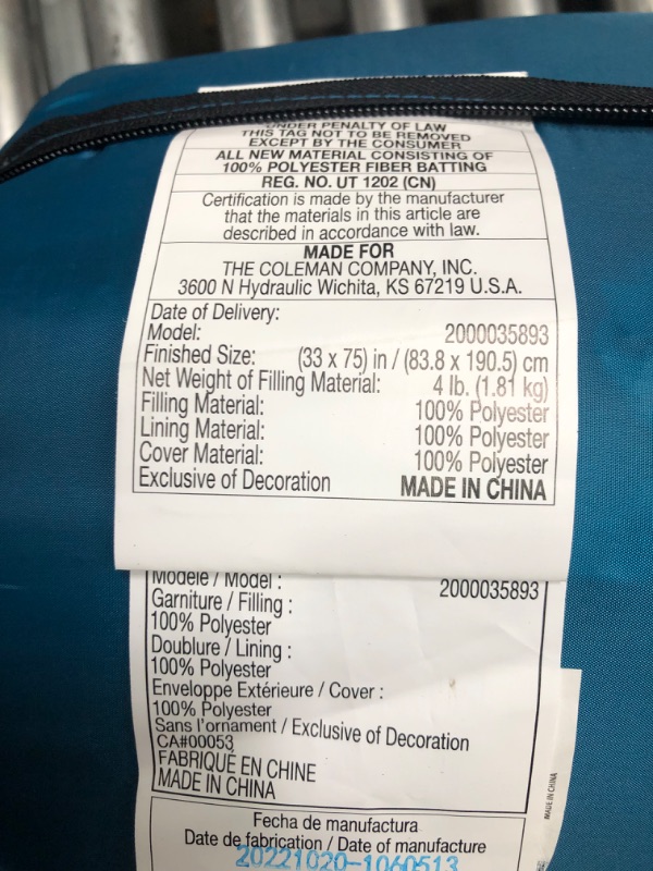 Photo 3 of **MINOR TEAR & WEAR**Coleman Brazos 20F Sleeping Bag