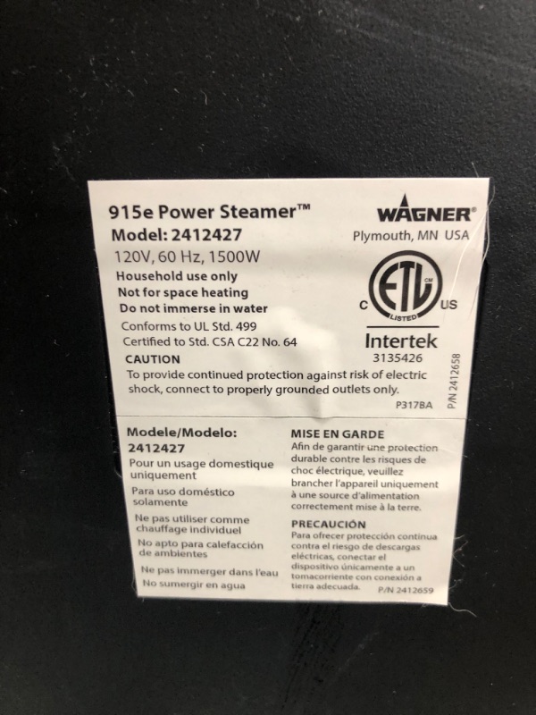 Photo 10 of **MINOR WEAR & TEAR, MISSING SOME ATTACHMENTS**Wagner Spraytech 0282014 915e On-Demand Steam Cleaner & Wallpaper Removal, Multipurpose Power Steamer, 18 Attachments Included (Some Pieces Included in Storage Compartment)

