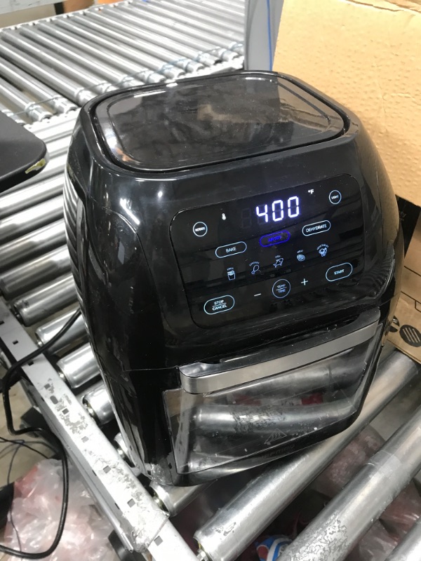 Photo 2 of **USED**
CHEFMAN Multifunctional Digital Air Fryer+ Rotisserie, Dehydrator, Convection Oven, 17 Touch Screen Presets Fry, Roast, Dehydrate, Bake, XL 10L Family Size, Auto Shutoff, Large Easy-View Window, Black