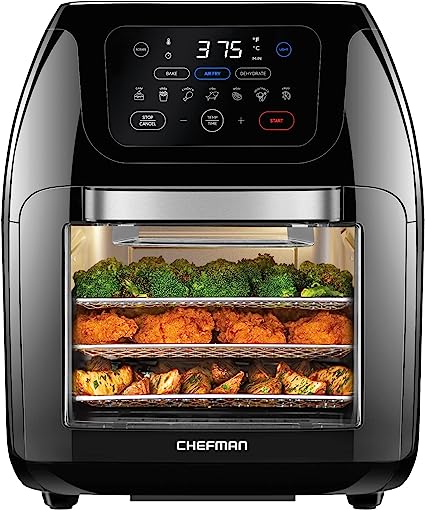 Photo 1 of **USED**
CHEFMAN Multifunctional Digital Air Fryer+ Rotisserie, Dehydrator, Convection Oven, 17 Touch Screen Presets Fry, Roast, Dehydrate, Bake, XL 10L Family Size, Auto Shutoff, Large Easy-View Window, Black