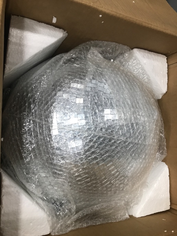 Photo 2 of 16 Inch Large Disco Ball Decorations, 70's 80's 90's Silver Rotating Glass Mirror Ball with Hanging Ring, for Bar DJ Club Stage Lighting Holiday Christmas Party Birthday Wedding Home Business Events…