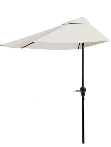 Photo 1 of 9 ft. Half Round Patio Umbrella in Tan
