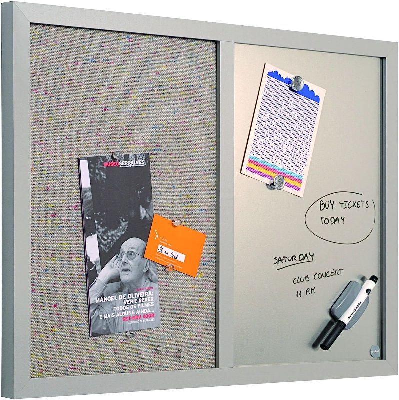 Photo 3 of MasterVision Combination Board, 18" x 24", Dry Erase Magnetic Board & Grey Fabric Bulletin Board Combo, Grey MDF Frame Small Grey Combo Dry Erase/Fabric Bulletin Board