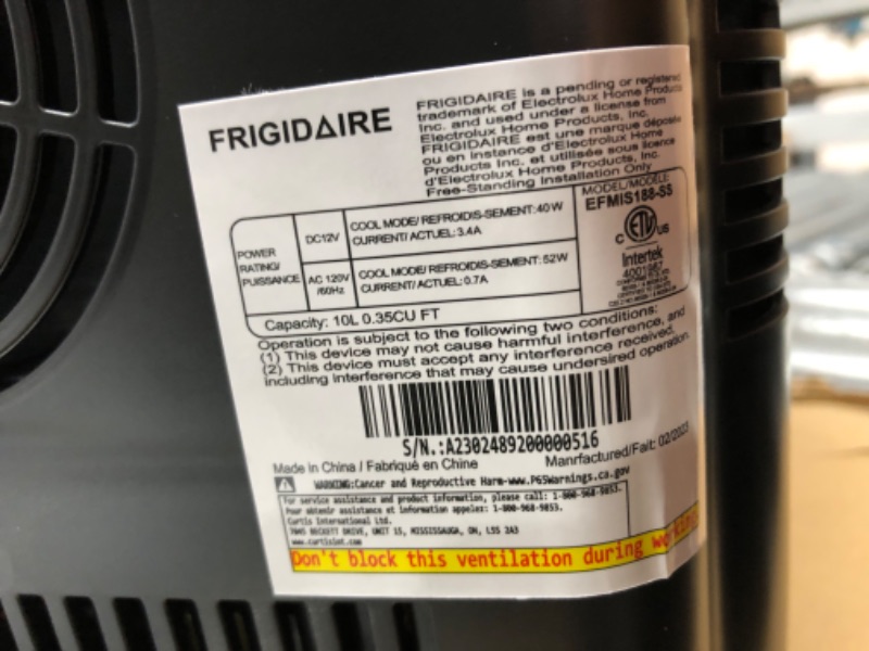 Photo 1 of FRIGIDAIRE Portable 10L, 15-can Mini Fridge Brushed Stainless Rugged Refrigerator, EFMIS188-SS STAINLESS Cooler