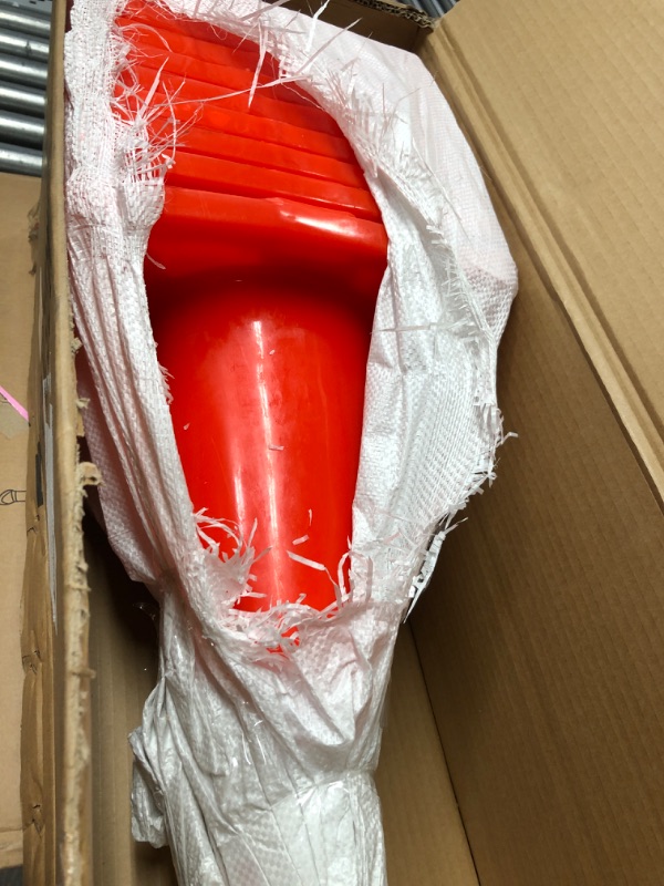 Photo 2 of 10 Pack ] 18" Traffic Cones PVC Safety Road Parking Cones Weighted Hazard Cones Construction Cones for Traffic Fluorescent Orange w/4" Reflective Strips Collar Traffic Safety Cones