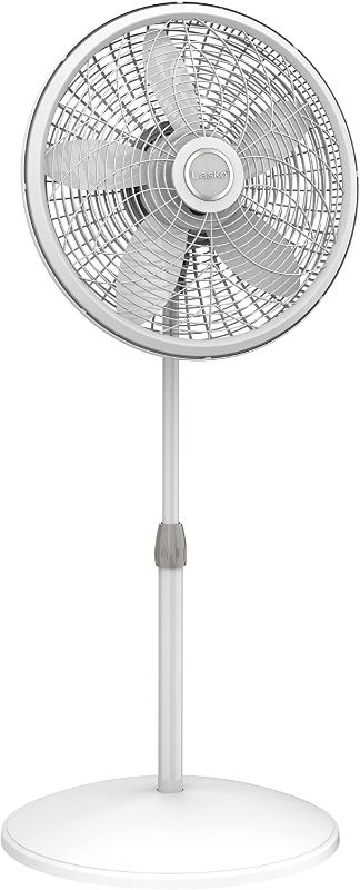 Photo 1 of *NEEDS CLEANING* Lasko Oscillating Pedestal Fan, Adjustable Height, 3 Speeds, for Bedroom, Living Room, Home Office and College Dorm Room, 18", White, 1820
