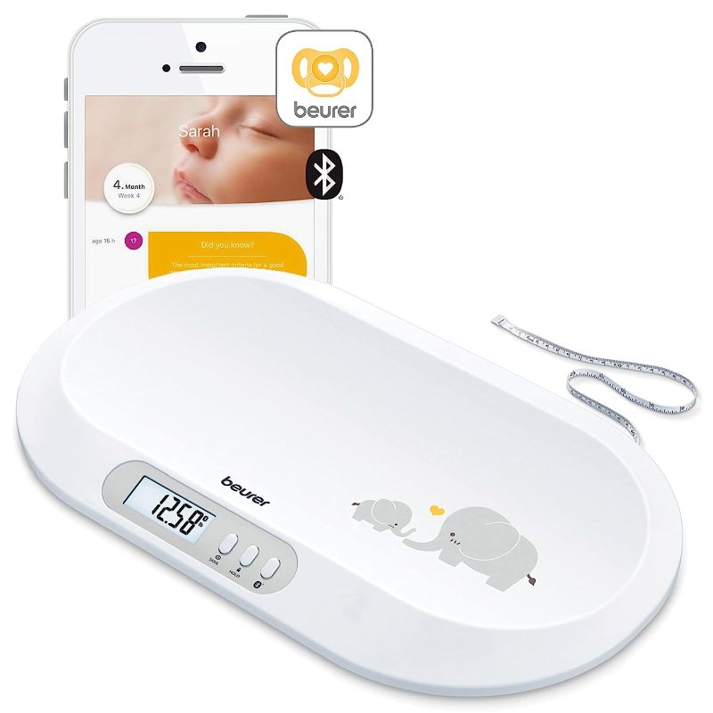 Photo 1 of Beurer BY90 Baby Scale, Pet Scale, Digital, with Measuring Tape, tracking weight with App | For: Infant, Newborn, Toddler /Puppy, Cat - Animals | LCD Display, weighs Lbs/Kg/Oz Highly accurate
