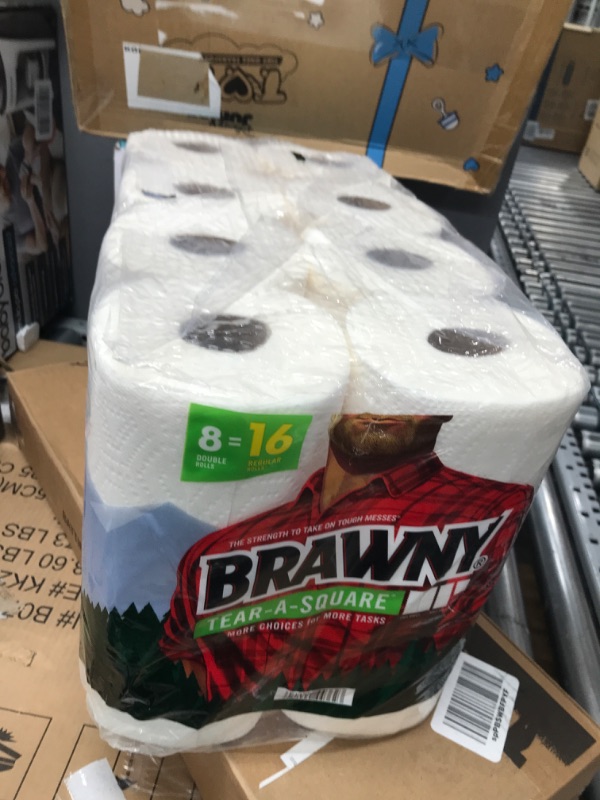 Photo 2 of Brawny® Tear-A-Square® Paper Towels, 8 Double Rolls = 16 Regular Rolls