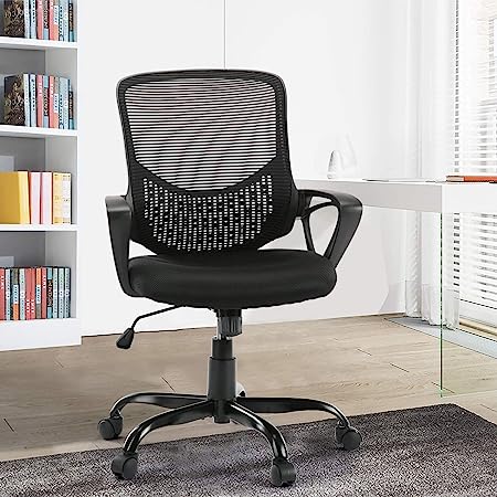 Photo 1 of Office Chair, Ergonomic Design Adjustable Rolling Swivel Mesh Desk Chair with Perfect Lumbar Support, Modern Style for Executive Tasks, Black
