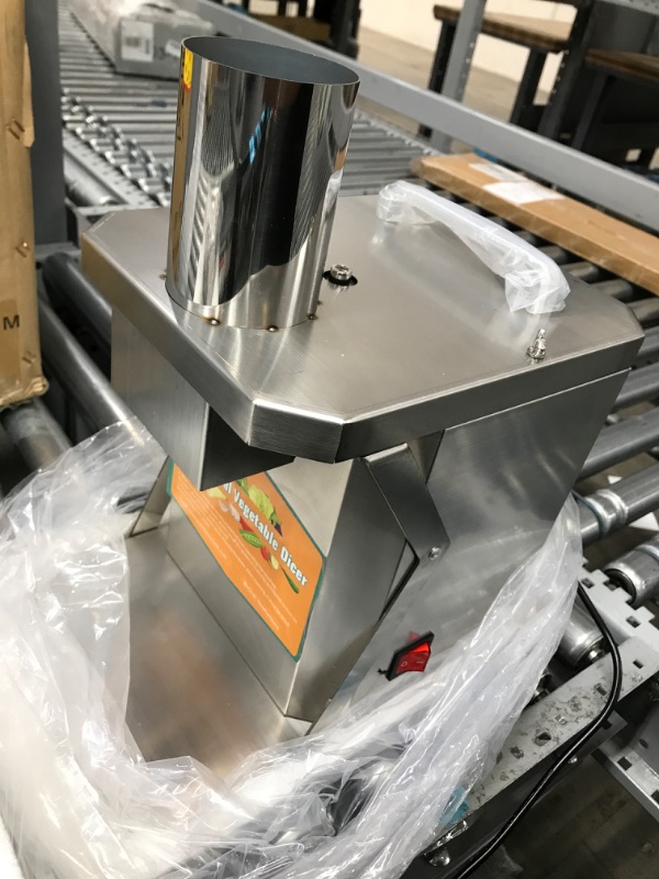 Photo 1 of Newhai Commercial Vegetable Chopper Automatic Fruit Dicing Machine with 5/16’’ 15/64’’ Blade Stainless Steel for Potatoes Carrots Cubes Restaurant Use 110V