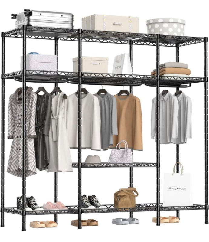 Photo 1 of **SEE NOTES**NO INSTRUCTIONS** 
BOLUBOYA Wire Garment Rack Heavy Duty Clothes Rack Metal Clothing Racks with shelves