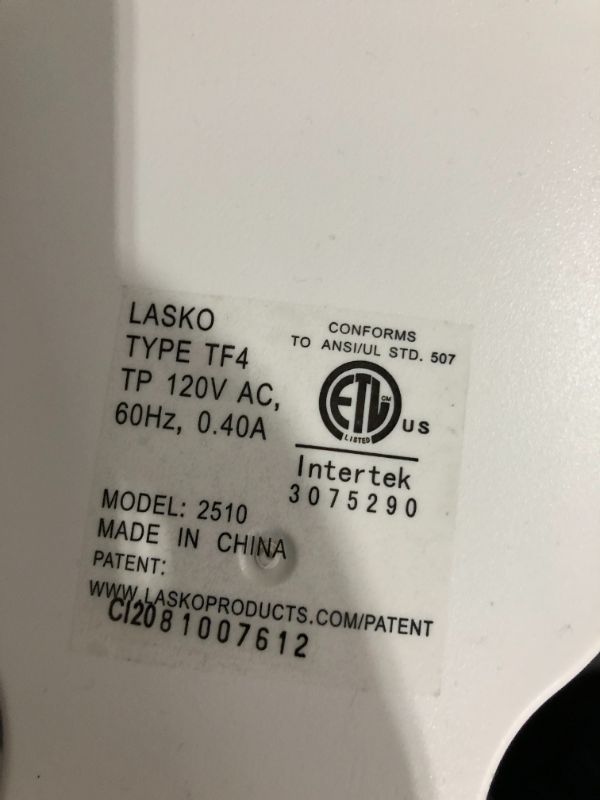 Photo 2 of (Missing Base And Hardware) Lasko-36 Tower Remote Control, 3-Speed, White (2510) Household Fans, 36 Inch