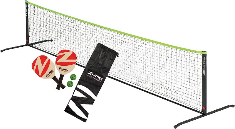 Photo 1 of **MINOR WEAR & TEAR**Zume Games Portable Instant Play Portable Pickleball Set Includes Paddles, Balls, and Net
