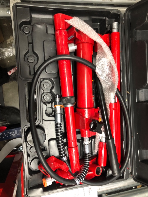 Photo 2 of **MINOR WEAR & TEAR**BIG RED T70401S Torin Portable Hydraulic Ram: Auto Body Frame Repair Kit with Blow Mold Carrying Storage Case, 4 Ton (8,000 lb) Capacity, Red