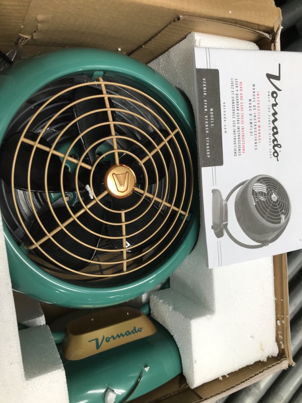 Photo 2 of ***PARTS ONLY NOT FUNCTIONAL***Vornado VFAN Vintage Air Circulator Fan, Green & VFAN Mini Classic Personal Vintage Air Circulator Fan, Vintage White Green Fan 
