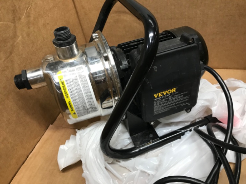 Photo 3 of VEVOR Shallow Well Pump, 1.5 HP 115V, 1200 GPH 164 ft Height, 87 psi Max Pressure, Portable Stainless Steel Sprinkler Booster Jet Pumps for Garden Lawn Irrigation system, Lake Fountain, Water Transfer 03 1200GPH 1.5HP