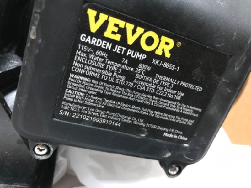 Photo 2 of VEVOR Shallow Well Pump, 1.5 HP 115V, 1200 GPH 164 ft Height, 87 psi Max Pressure, Portable Stainless Steel Sprinkler Booster Jet Pumps for Garden Lawn Irrigation system, Lake Fountain, Water Transfer 03 1200GPH 1.5HP