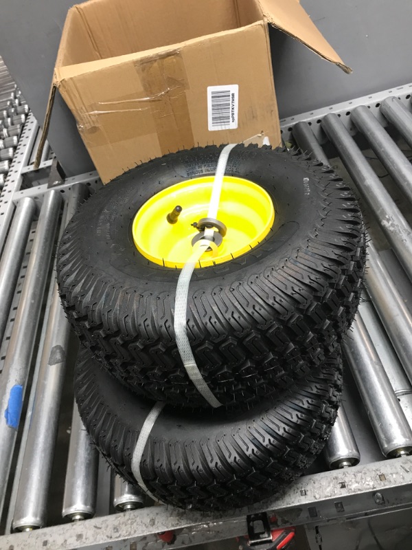 Photo 1 of (Set of 2) 15x6.00-6 Tires & Wheels 4 Ply for Lawn & Garden Mower Turf Tires .75" Bearing (Because we supply a precision ball bearing the shaft must be clean and straight for them to fit properly)
