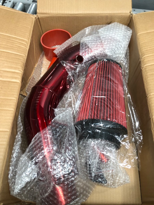 Photo 2 of 4-Inch Tube Cold Air Intake Kit Compatible for Ford F-250 F-350 F-450 F-550 Powerstroke Diesel 6.0L 2003-2007 (Red)