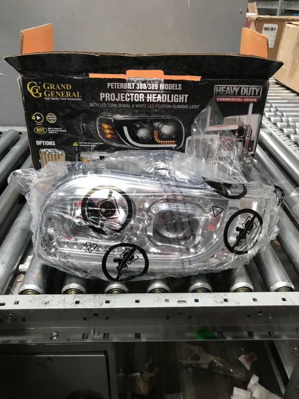 Photo 2 of GG Grand General 89460 Chrome Projection Headlight with LED Bar/Signal, D/S, PB 388/389 Models Chrome Driver Side