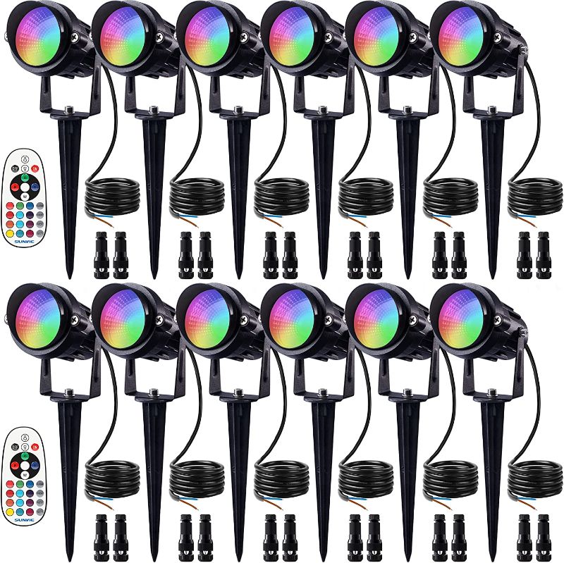 Photo 1 of ****PICTURE USED TO SHOW SIMILAR ITEM***

SUNVIE RGB Low Voltage Landscape Lights Color Changing 12W LED Landscape Lighting Outdoor Waterproof Spotlight Remote Control for Garden Pathway Christmas Decorative Lighting, 12 Pack with Connector
