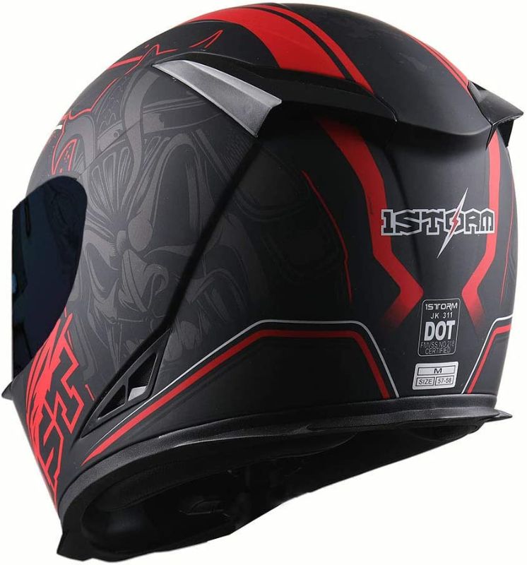 Photo 1 of ** PICTURE SHOWN SIMILUAR** 1Storm Motorcycle Full Face Helmet Skull King Matt Black