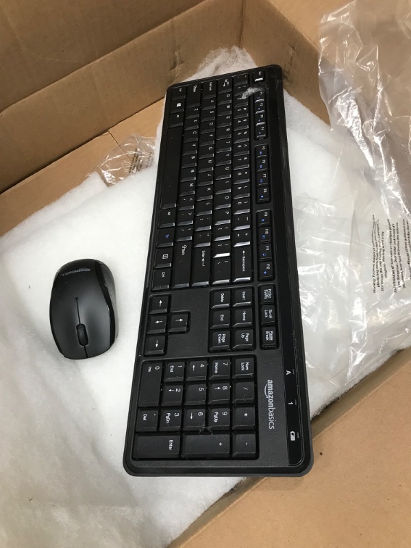 Photo 2 of Amazon Basics Wireless Computer Keyboard and Mouse Combo, Quiet and Compact US Layout (QWERTY), Black
