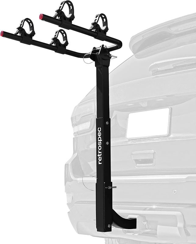 Photo 1 of Retrospec Lenox 2-5 - Bike Hitch Rack for Cars, Trucks, SUVs with 2” Hitch | Foldable Steel Frame with Anti-Rattle Adapter, Tie Down Cradles and Straps - Fits Most Frames
