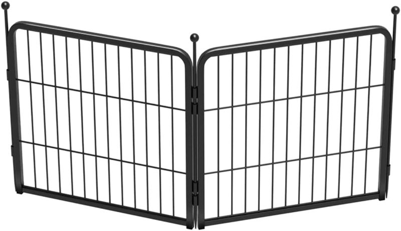 Photo 1 of FXW Decorative Garden Metal Fence Temporary Animal Barrier for Yard, 2 Panels, 4'(L)×24"(H), Black