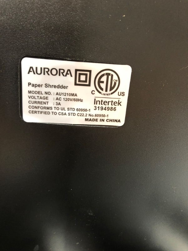 Photo 3 of Aurora Professional Grade High Security 12-Sheet Micro-Cut Paper & SL16 Professional Grade Synthetic Shredder Oil, 16 Oz Flip-Top Leak Proof Bottle , Synthetic Shredder Oil 16 oz. Bottle 12-Sheet Micro-cut Shredder + Shredder Oil