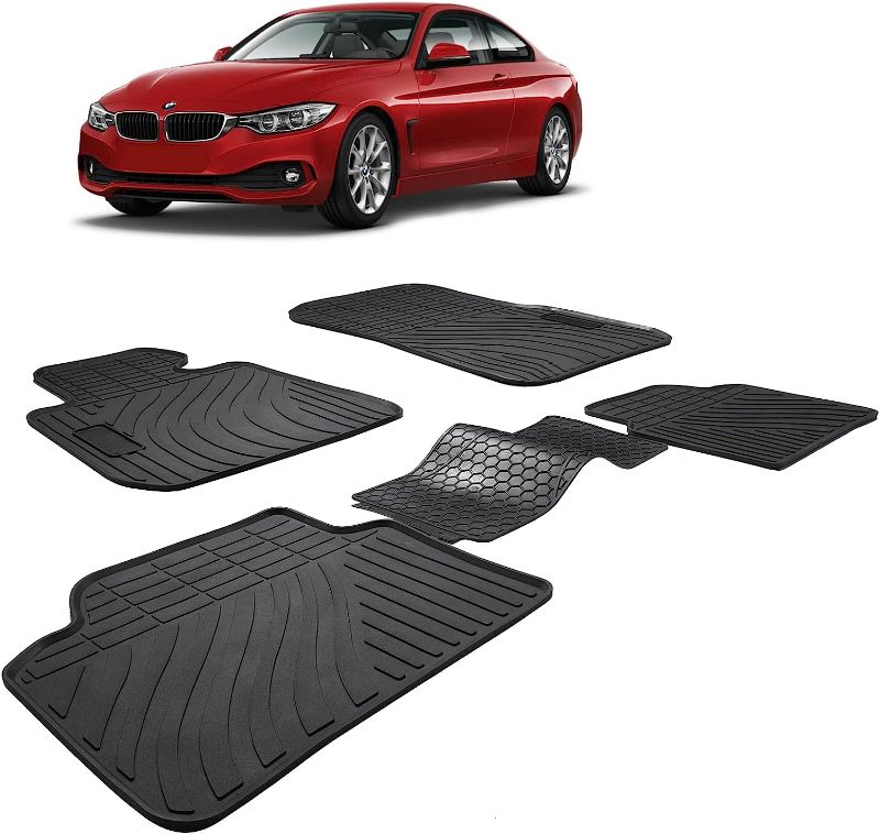 Photo 1 of **MINOR WEAR & TEAR**Spurtar Car Floor Mat Fit for BMW 3/4 Series F30 F31 F32 F33 F36 320i 328i 335i Custom Fit Rubber Car Floor Mats All Weather Vehicle Floor Mat Front+Rear Odorless Auto Floor Liners
