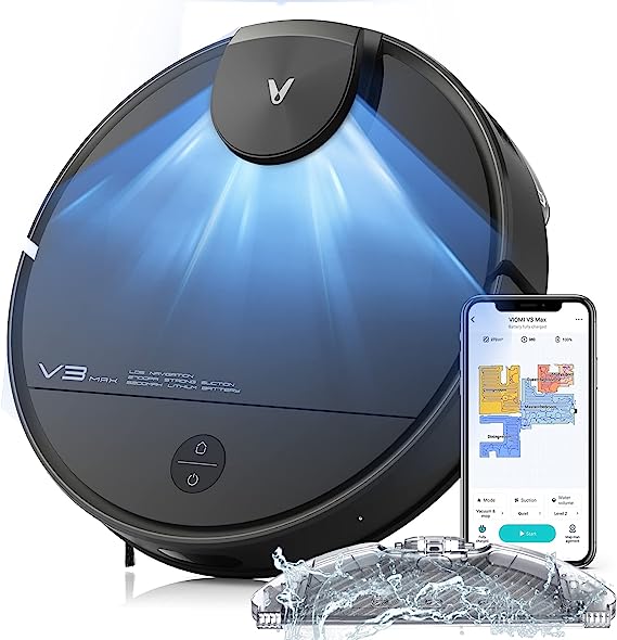 Photo 1 of VIOMI V3 Max Robot Vacuum and Mop Combo, Lidar Navigation Laser Intelligent Vacuum Robot for Pet Hair, 2700Pa Suction Robotic Vacuum Cleaner Robot with Alexa, 2 in 1 Mopping Robot Vacuum for Carpet
