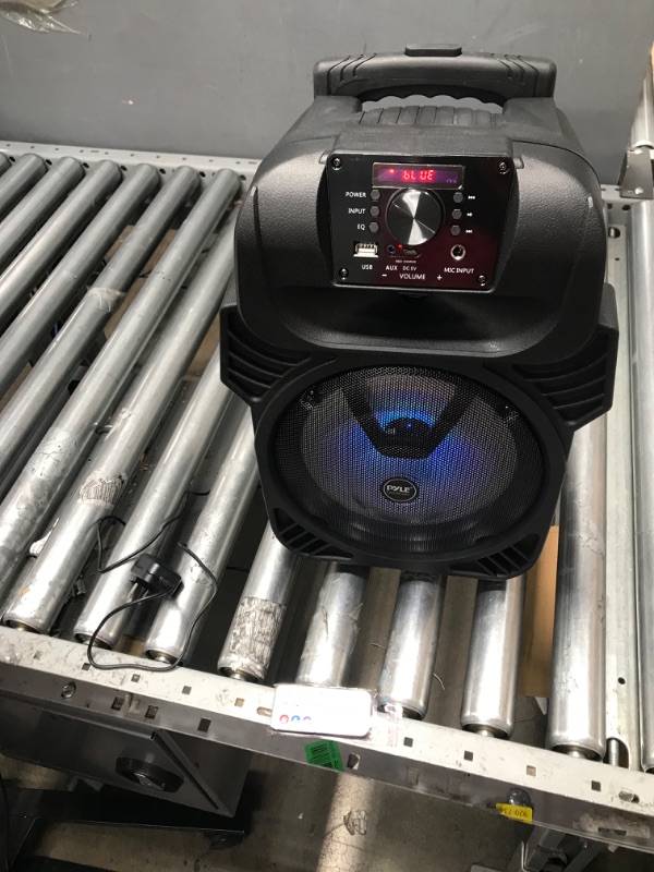 Photo 2 of 400W Portable Bluetooth PA Loudspeaker - 8” Subwoofer System, 4 Ohm/55-20kHz, USB/MP3/FM Radio/ ¼ Mic Inputs, Multi-Color LED Lights, Built-in Rechargeable Battery w/ Remote Control - Pyle PPHP844B