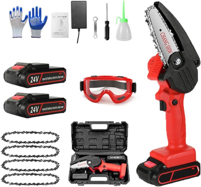 Photo 1 of **PARTS ONLY**
Windpost Mini Chainsaw Battery Chain Saw Electric Cordless Chainsaw Portable Rechargeable Electric Pruning Shears Power Chain Saw for Courtyard Tree Branch Wood Cutting,red,Mini chaisnaw
