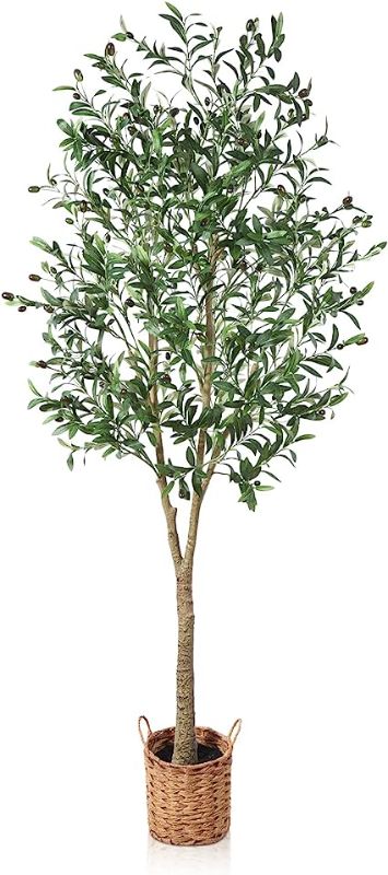 Photo 1 of 6ft Artificial Olive Tree Tall Fake Potted Olive Silk Tree with Planter Large Faux Olive 