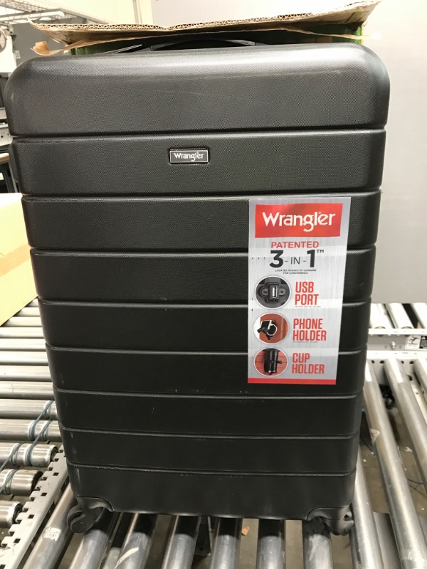 Photo 2 of Wrangler Smart Luggage Set with Cup Holder and USB Port, Black, 3 Piece Set 3 Piece Set Black